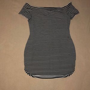 Strapless black & white stripped dress